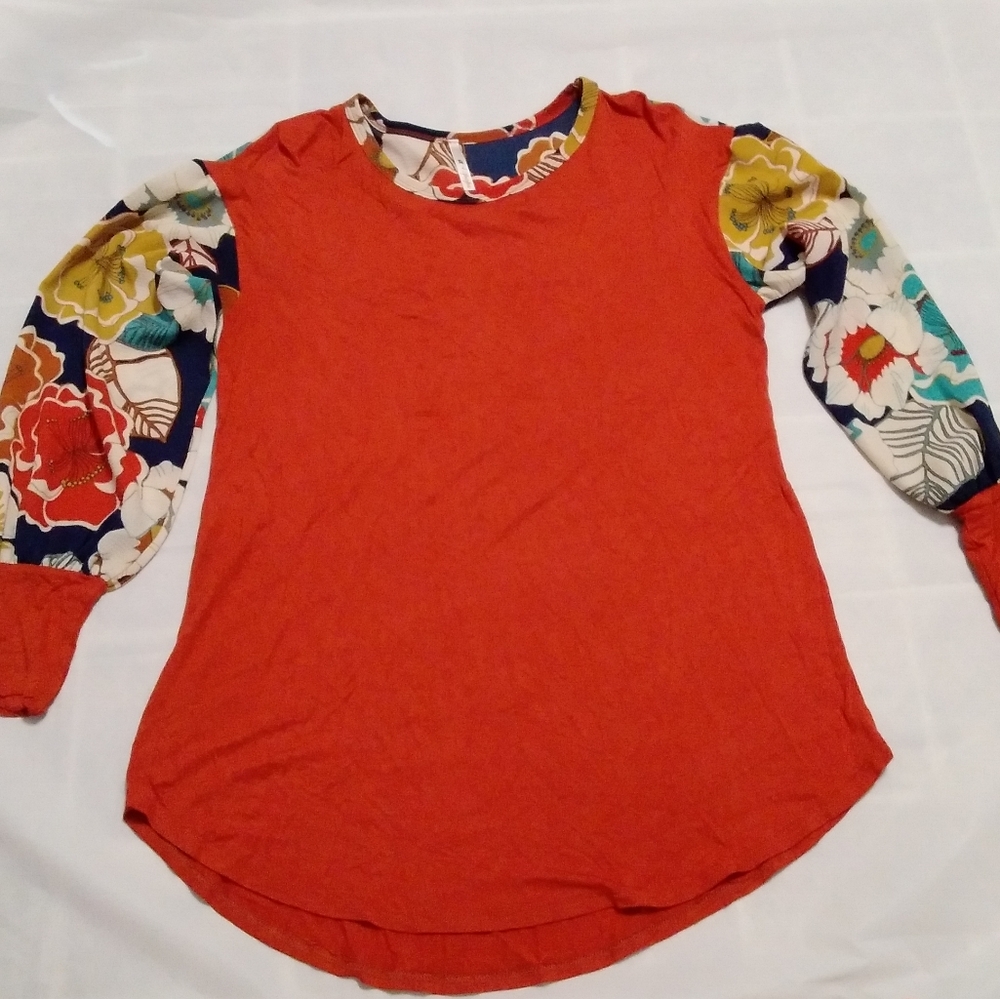 Red Floral Sleeve Women’s Blouse